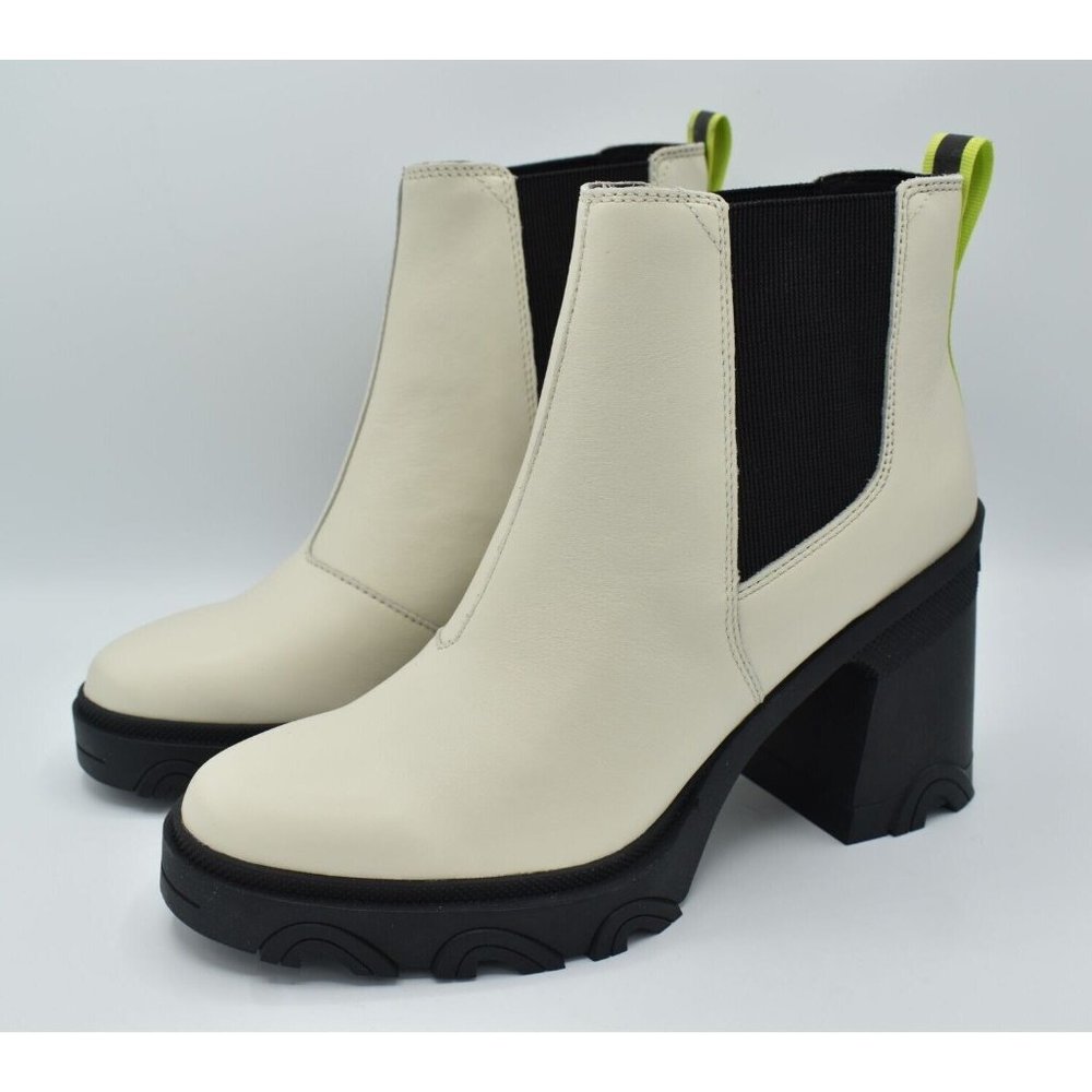 Sorel Womens Size 10 Brex Heel Chalk Black Chelsea Boots